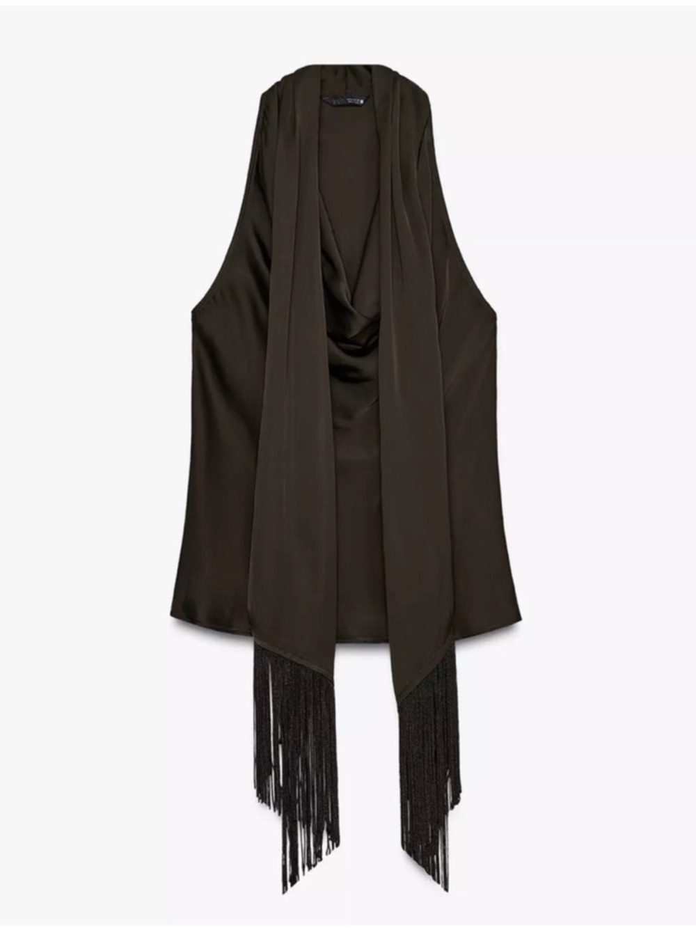 ZARA Fringe Satin Effect Top